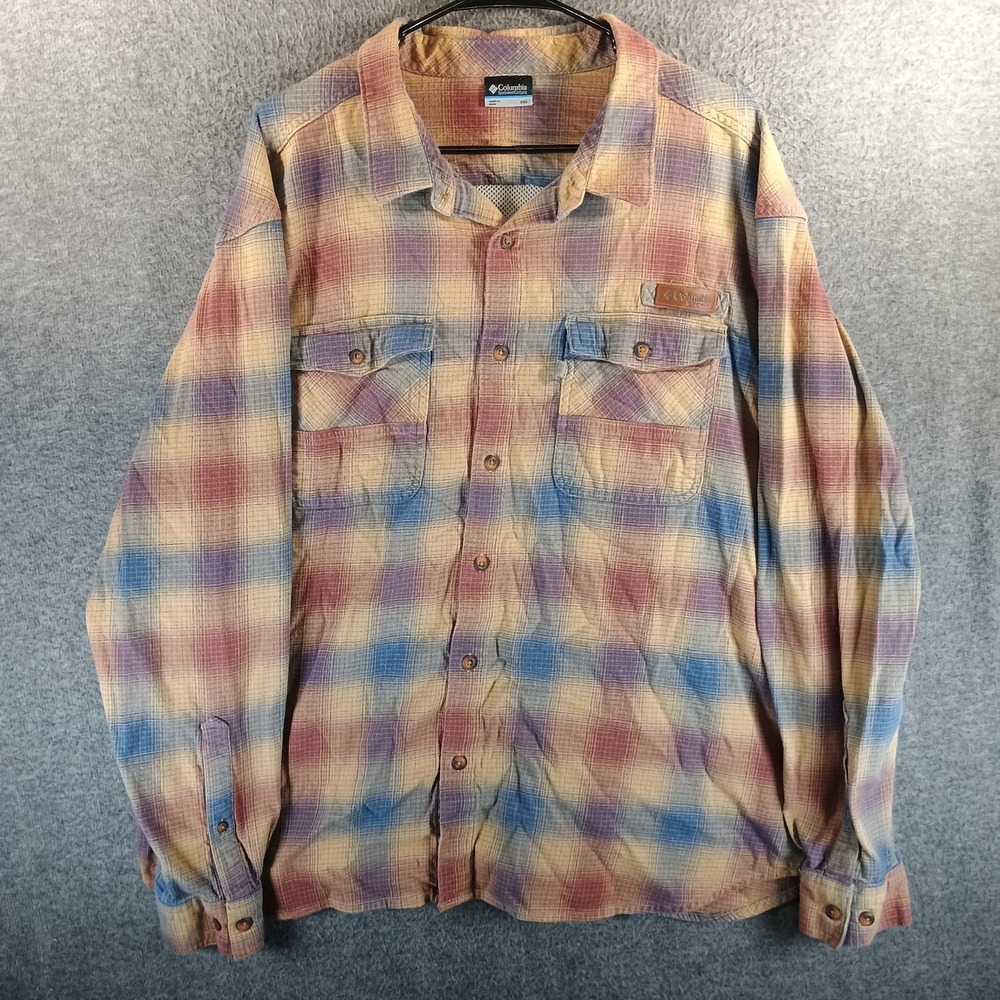 Columbia‎ PHG Roughtail Flannel Shirt Men 2XL XXL Long Sleeve Hunting Outdoor